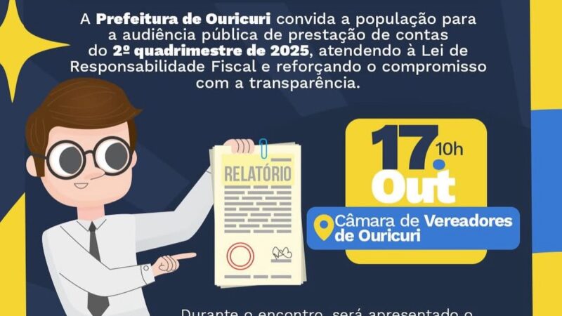 Prefeitura de Ouricuri convoca população para audiência pública de prestação de contas do 2º quadrimestre de 2025