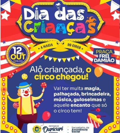 Ouricuri celebra o Dia das Crianças neste domingo com o encanto do tema “A Magia do Circo”