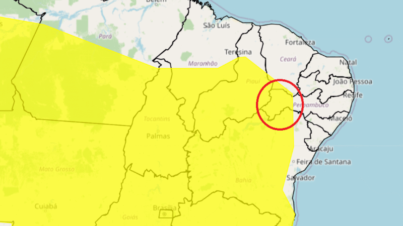 Inmet emite alerta de chuvas intensas para o Sertão de Pernambuco; Apac reforça tendência