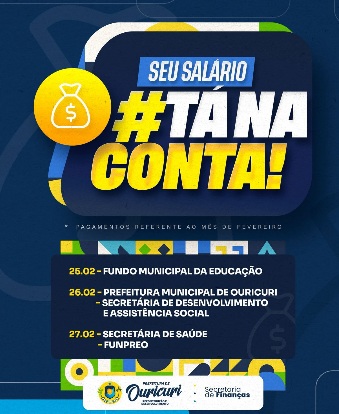 Prefeitura de Ouricuri anuncia calendário de pagamento dos servidores referente a fevereiro