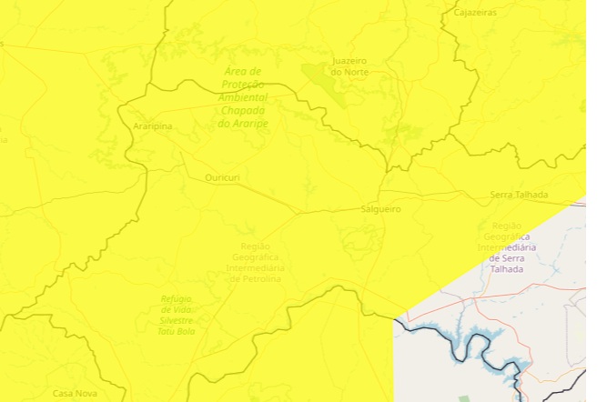 Alerta do INMET aponta chuvas intensas para municípios do Sertão de Pernambuco