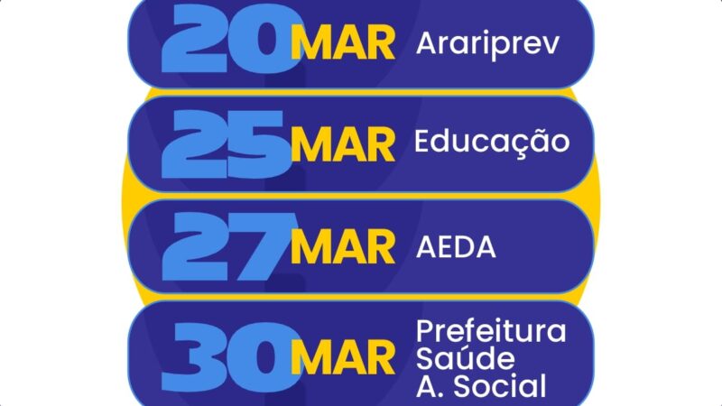 Prefeitura de Araripina divulga calendário de pagamento de março de 2026