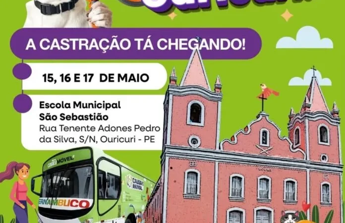 Castramóvel chega a Ouricuri com castrações gratuitas entre os dias 15 e 17 de maio