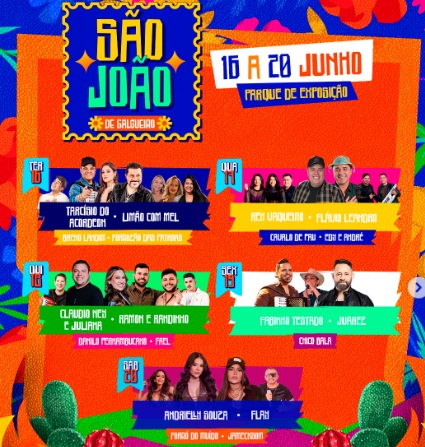 Confira as atrações da programação completa do São João 2026 de Salgueiro