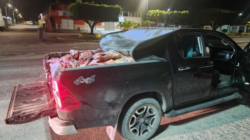 Carga de quase 800 kg de carne bovina transportada sem refrigeração é apreendida em Garanhuns