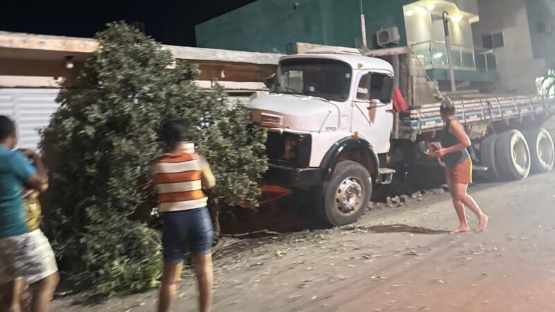 Caminhão bate e derruba árvore durante acidente em Ouricuri